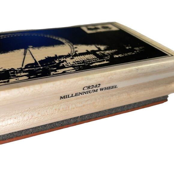 Stampington C8242 Millennium Wheel Wood Mounted Stamp 2001 Retired Gift Vintage - Picture 6 of 10